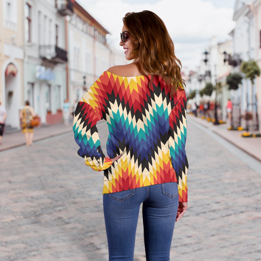 Tribal Aztec Off Shoulder Sweatshirt