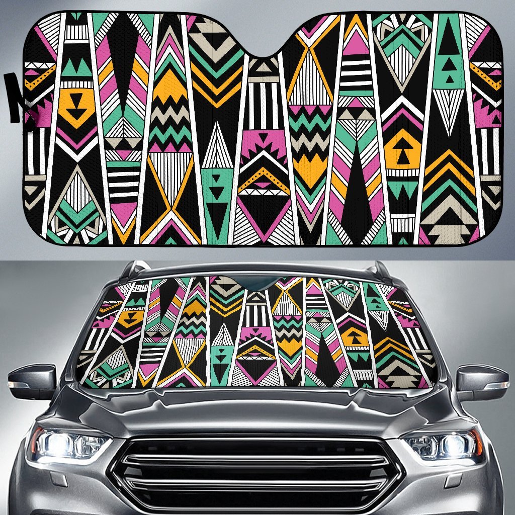 Tribal Aztec Triangle Car Sun Shade-JorJune