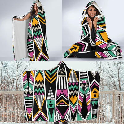 Tribal Aztec Triangle Hooded Blanket-JORJUNE.COM