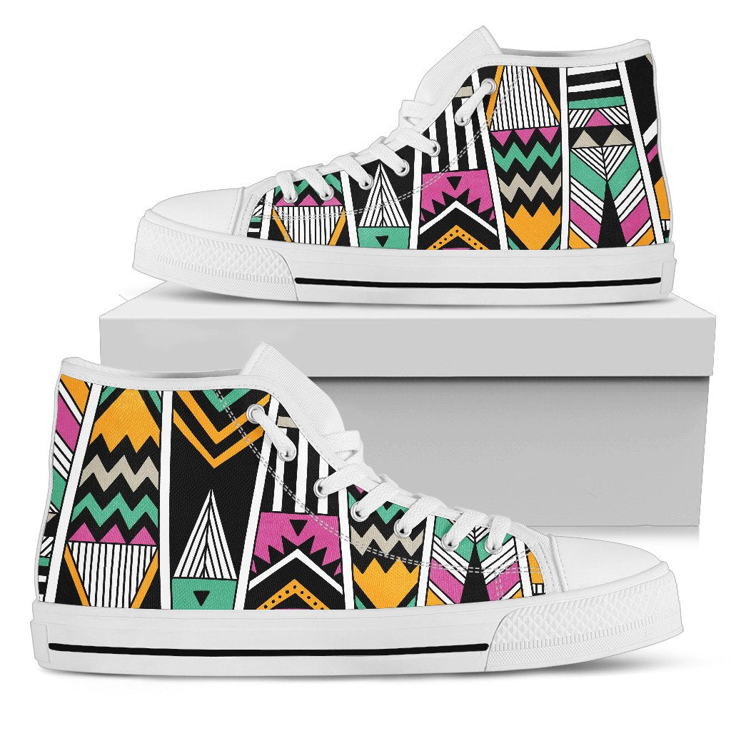 Tribal Aztec Triangle Men High Top Shoes