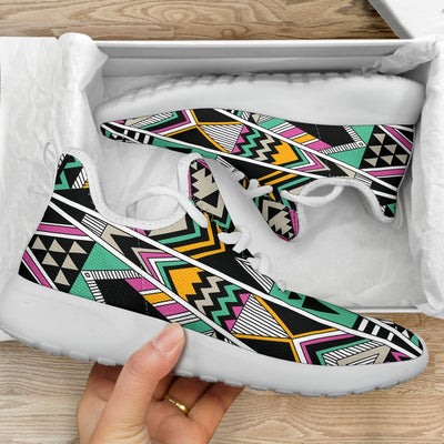 Tribal Aztec Triangle Mesh Knit Sneakers Shoes