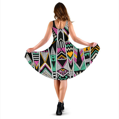 Tribal Aztec Triangle Sleeveless Mini Dress