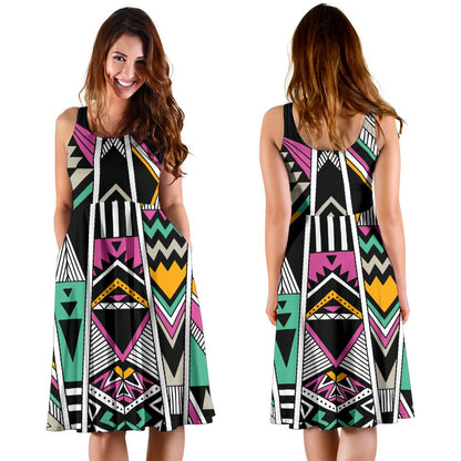 Tribal Aztec Triangle Sleeveless Mini Dress