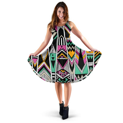 Tribal Aztec Triangle Sleeveless Mini Dress