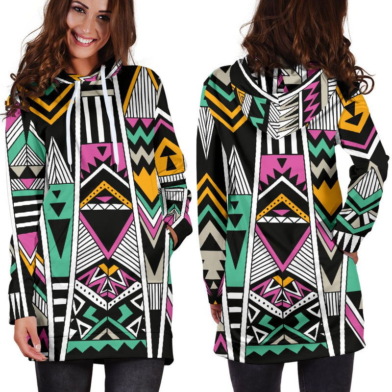 Tribal Aztec Triangle Women Hoodie Dress