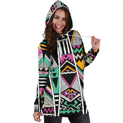 Tribal Aztec Triangle Women Hoodie Dress