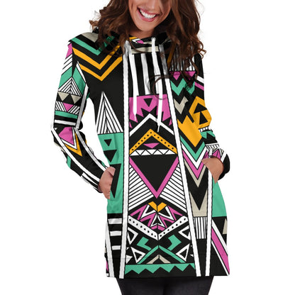 Tribal Aztec Triangle Women Hoodie Dress