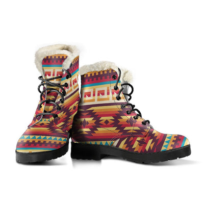 Tribal Aztec Vintage Faux Fur Leather Boots