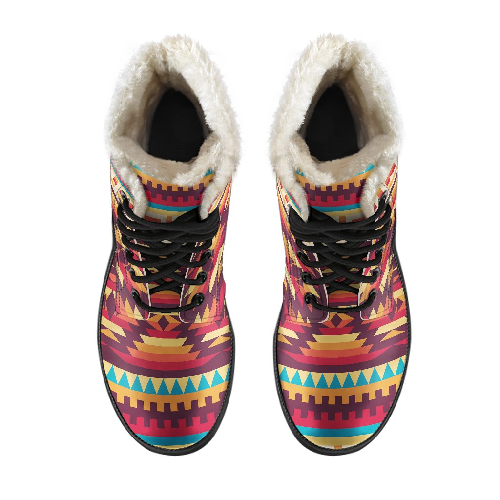 Tribal Aztec Vintage Faux Fur Leather Boots