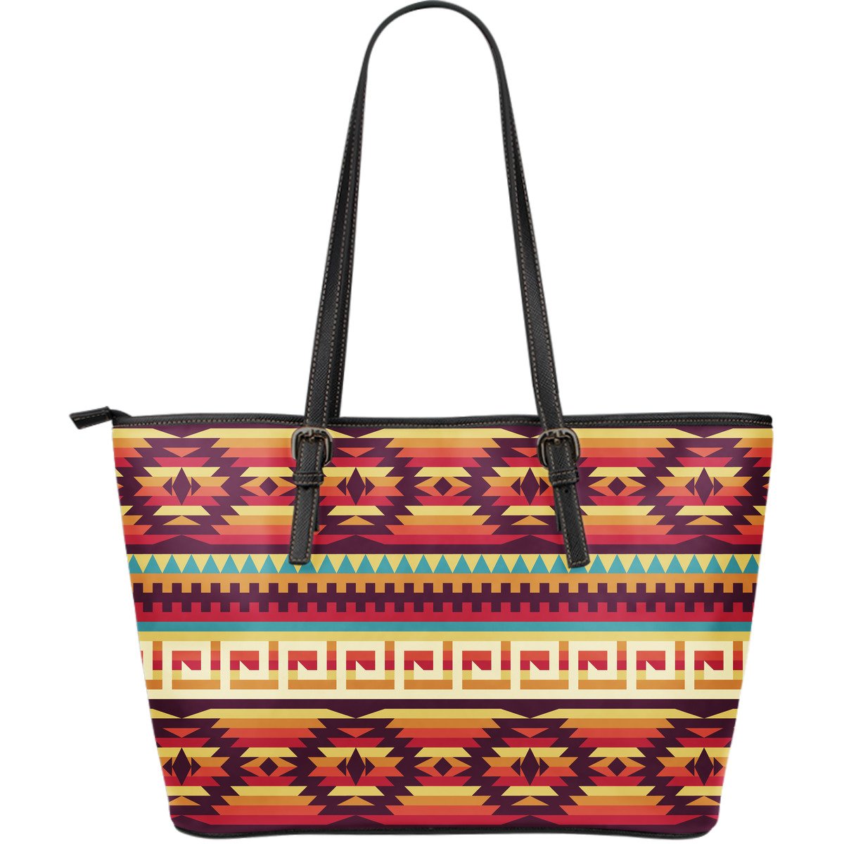 Tribal Aztec Vintage Large Leather Tote Bag