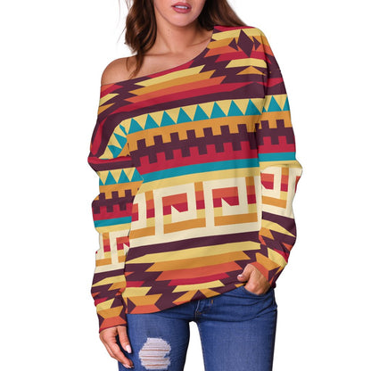 Tribal Aztec Vintage Off Shoulder Sweatshirt