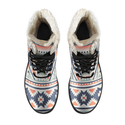 Tribal Aztec Vintage Pattern Faux Fur Leather Boots