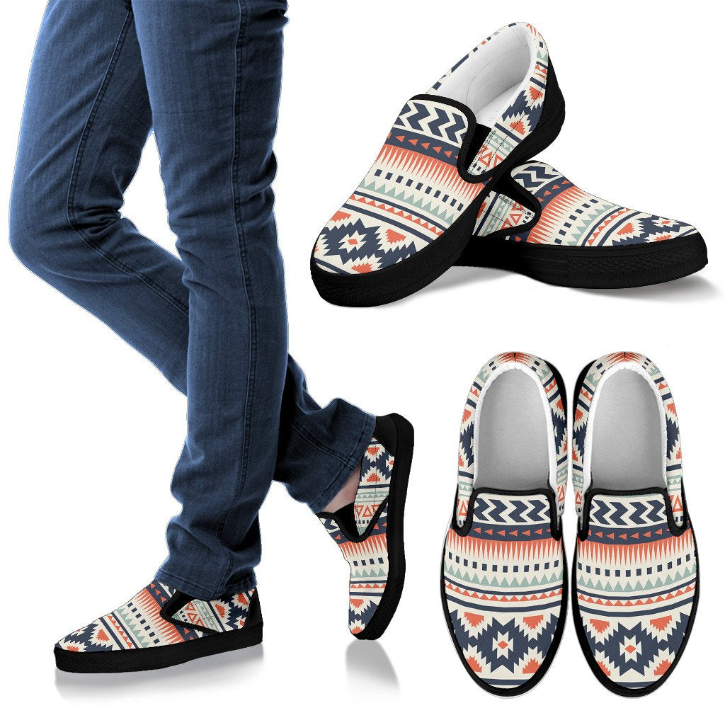 Tribal Aztec Vintage Pattern Men Slip On Shoes