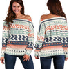 Tribal Aztec Vintage Pattern Off Shoulder Sweatshirt