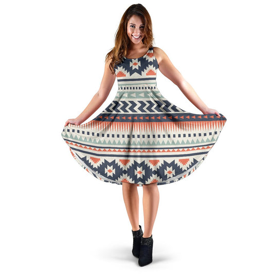 Tribal Aztec Vintage Pattern Sleeveless Mini Dress
