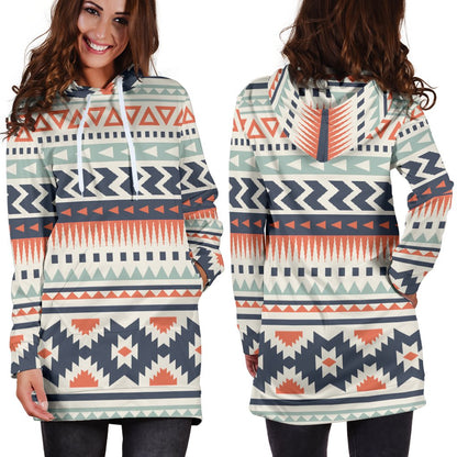 Tribal Aztec Vintage Pattern Women Hoodie Dress