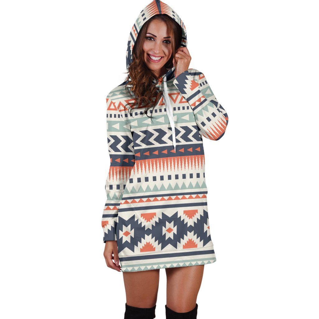 Tribal Aztec Vintage Pattern Women Hoodie Dress