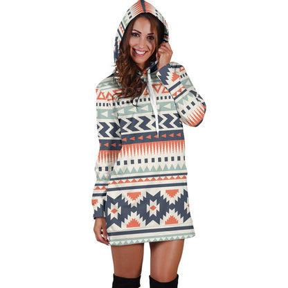 Tribal Aztec Vintage Pattern Women Hoodie Dress