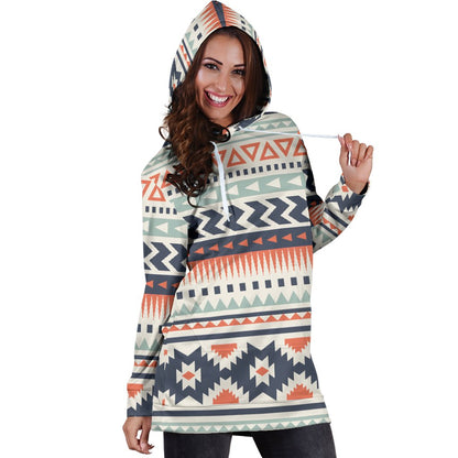 Tribal Aztec Vintage Pattern Women Hoodie Dress