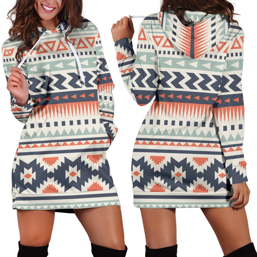 Tribal Aztec Vintage Pattern Women Hoodie Dress