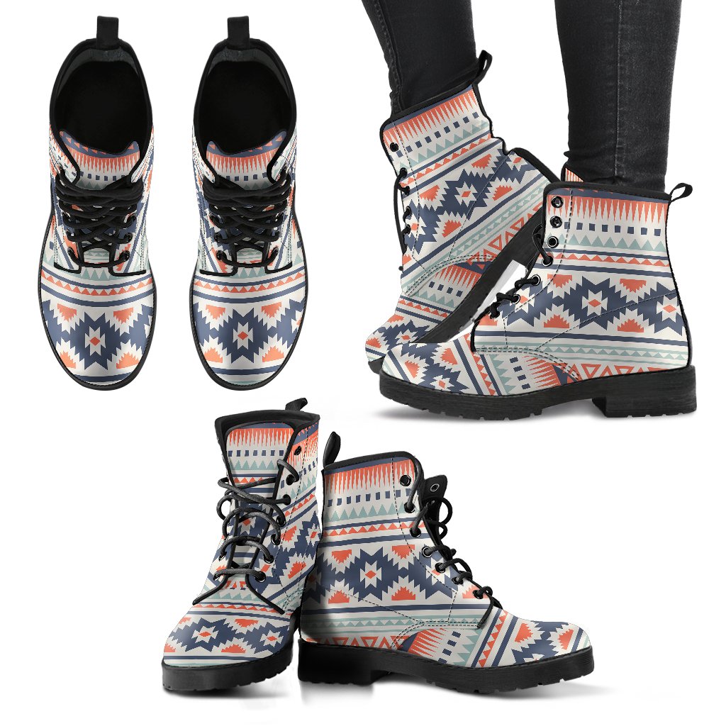 Tribal Aztec Vintage Pattern Women Leather Boots