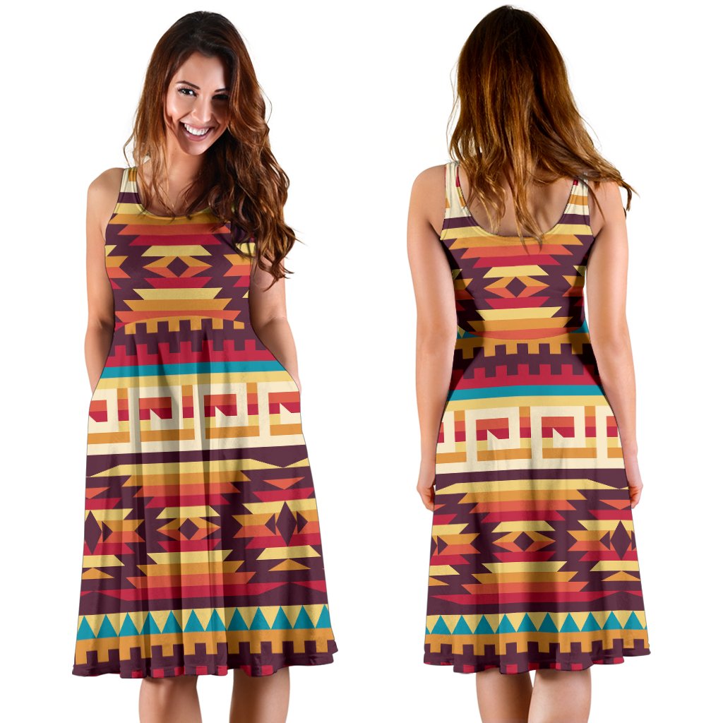 Tribal Aztec Vintage Sleeveless Mini Dress