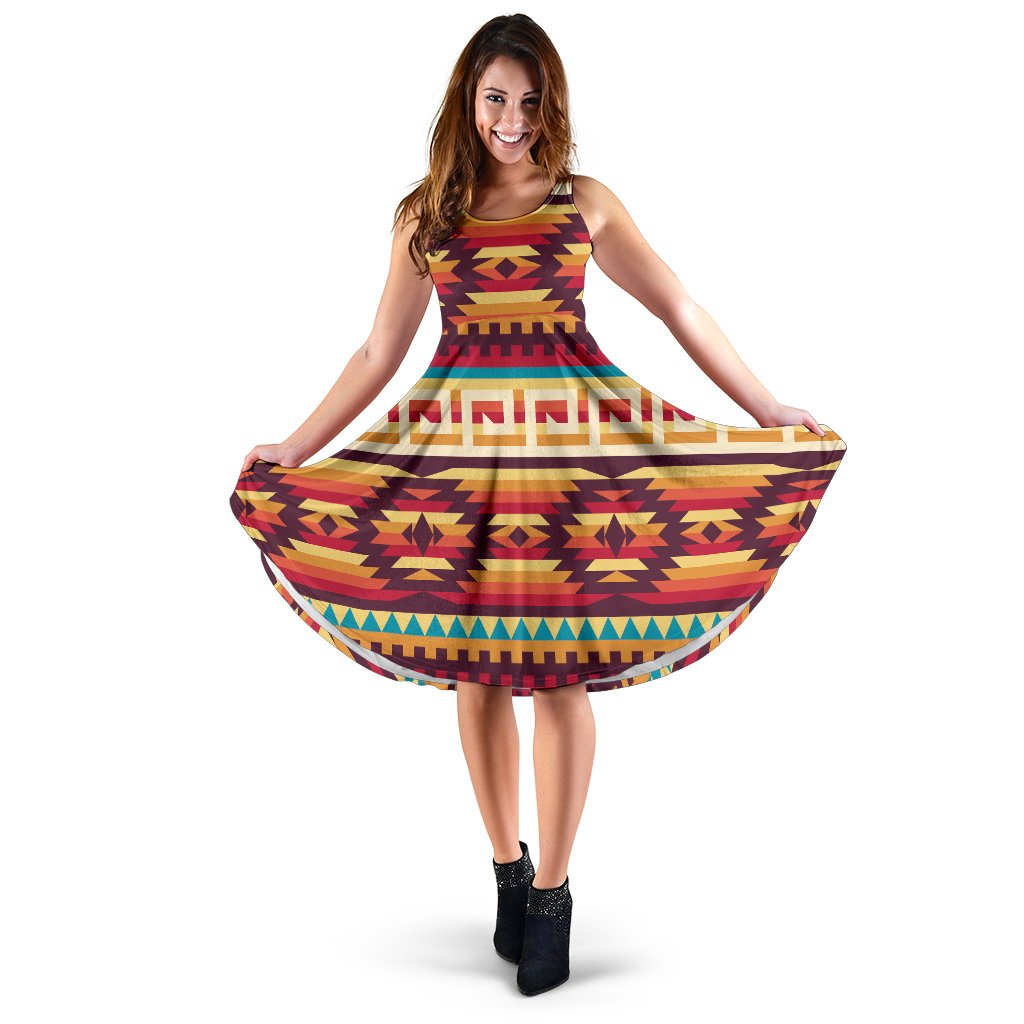 Tribal Aztec Vintage Sleeveless Mini Dress