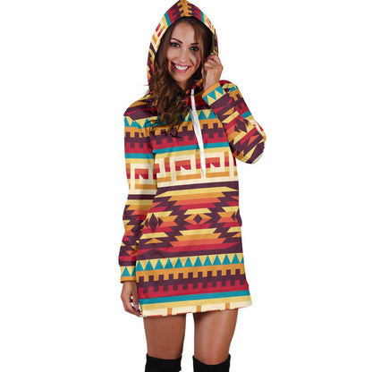 Tribal Aztec Vintage Women Hoodie Dress