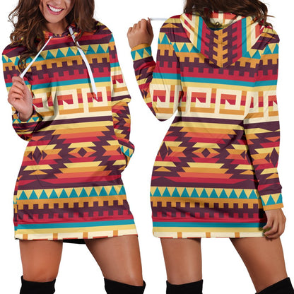 Tribal Aztec Vintage Women Hoodie Dress