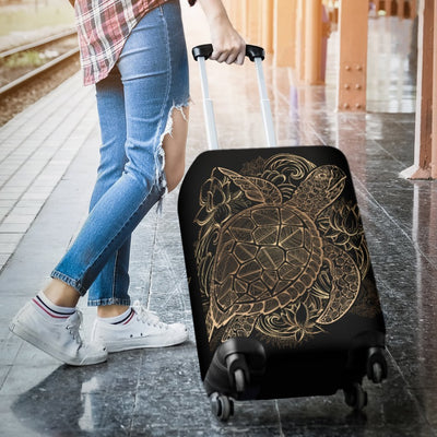 Tribal Gold Sea Turtle Hawaiian Luggage Cover Protector