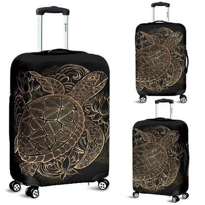 Tribal Gold Sea Turtle Hawaiian Luggage Cover Protector