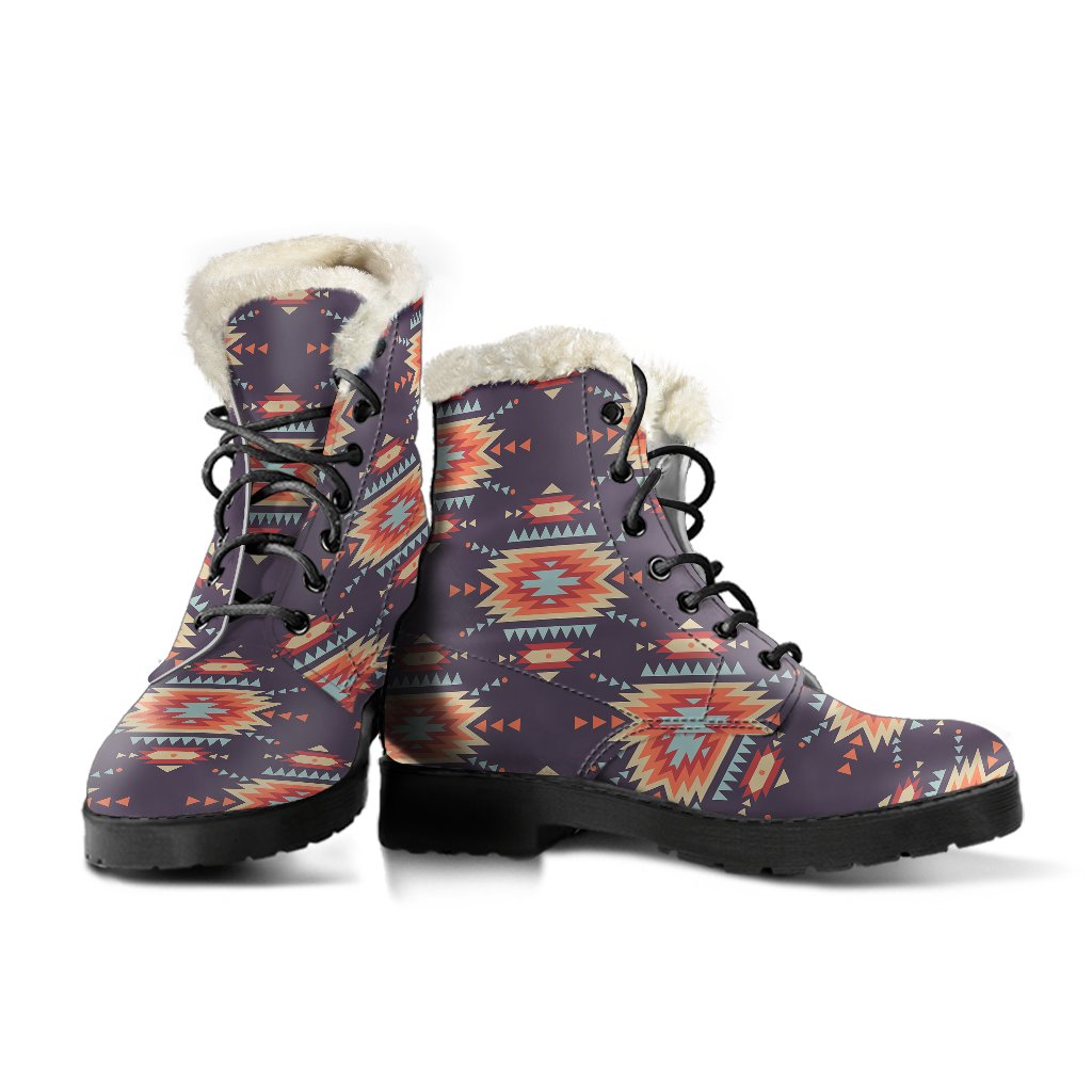 Tribal Indians Aztec Faux Fur Leather Boots