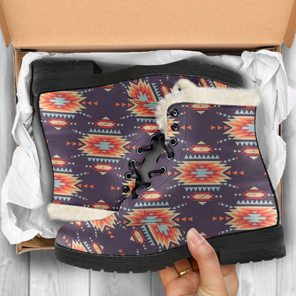 Tribal Indians Aztec Faux Fur Leather Boots