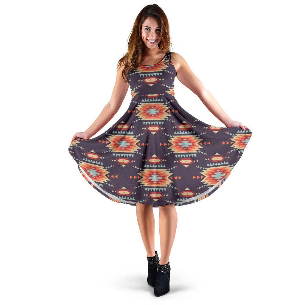 Tribal Indians Aztec Sleeveless Mini Dress