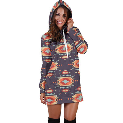 Tribal Indians Aztec Women Hoodie Dress