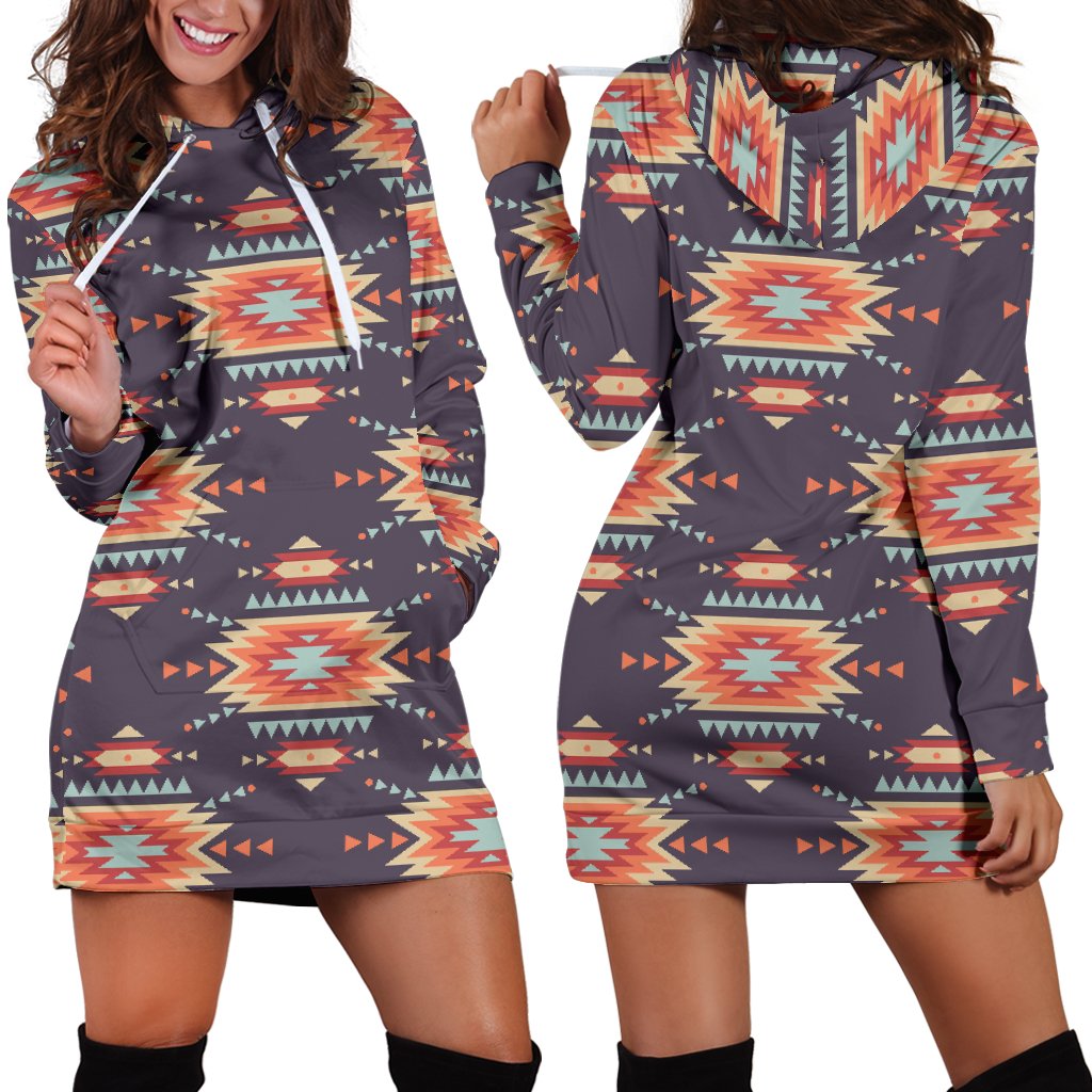 Tribal Indians Aztec Women Hoodie Dress