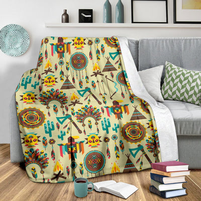 Tribal Indians Native American Aztec Fleece Blanket