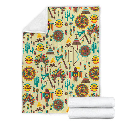 Tribal Indians Native American Aztec Fleece Blanket