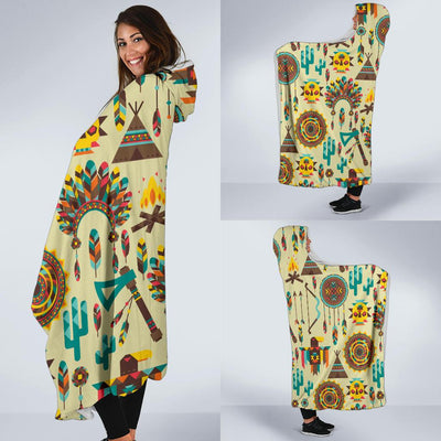 Tribal indians native american aztec Hooded Blanket-JORJUNE.COM