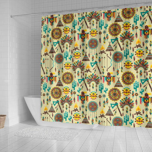 Tribal indians native american aztec Shower Curtain