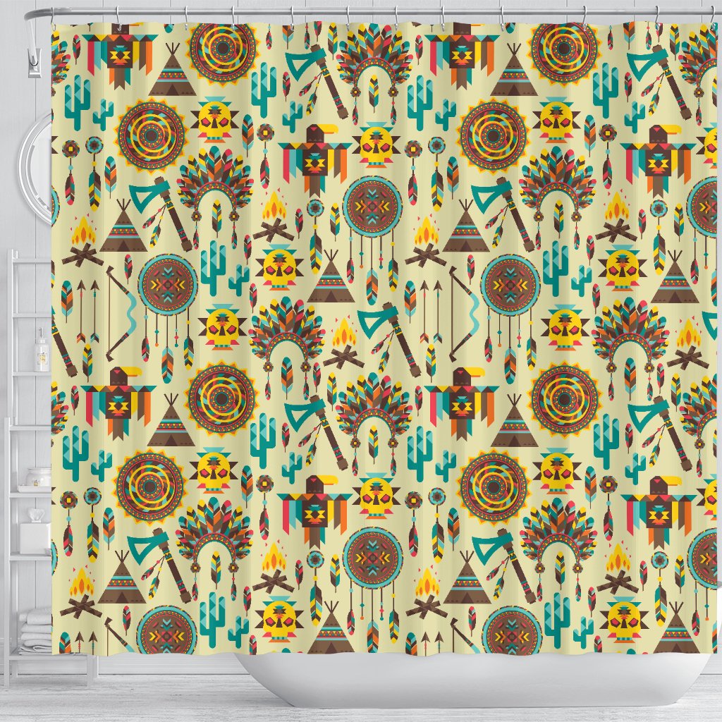 Tribal indians native american aztec Shower Curtain