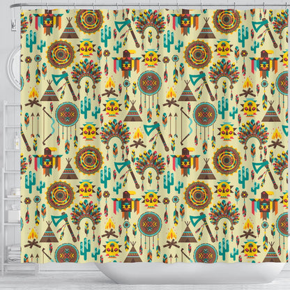 Tribal indians native american aztec Shower Curtain
