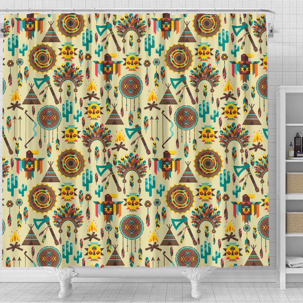 Tribal indians native american aztec Shower Curtain