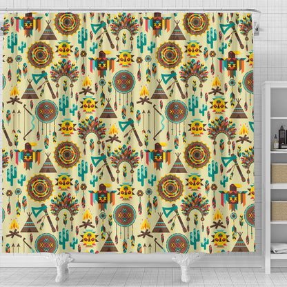 Tribal indians native american aztec Shower Curtain