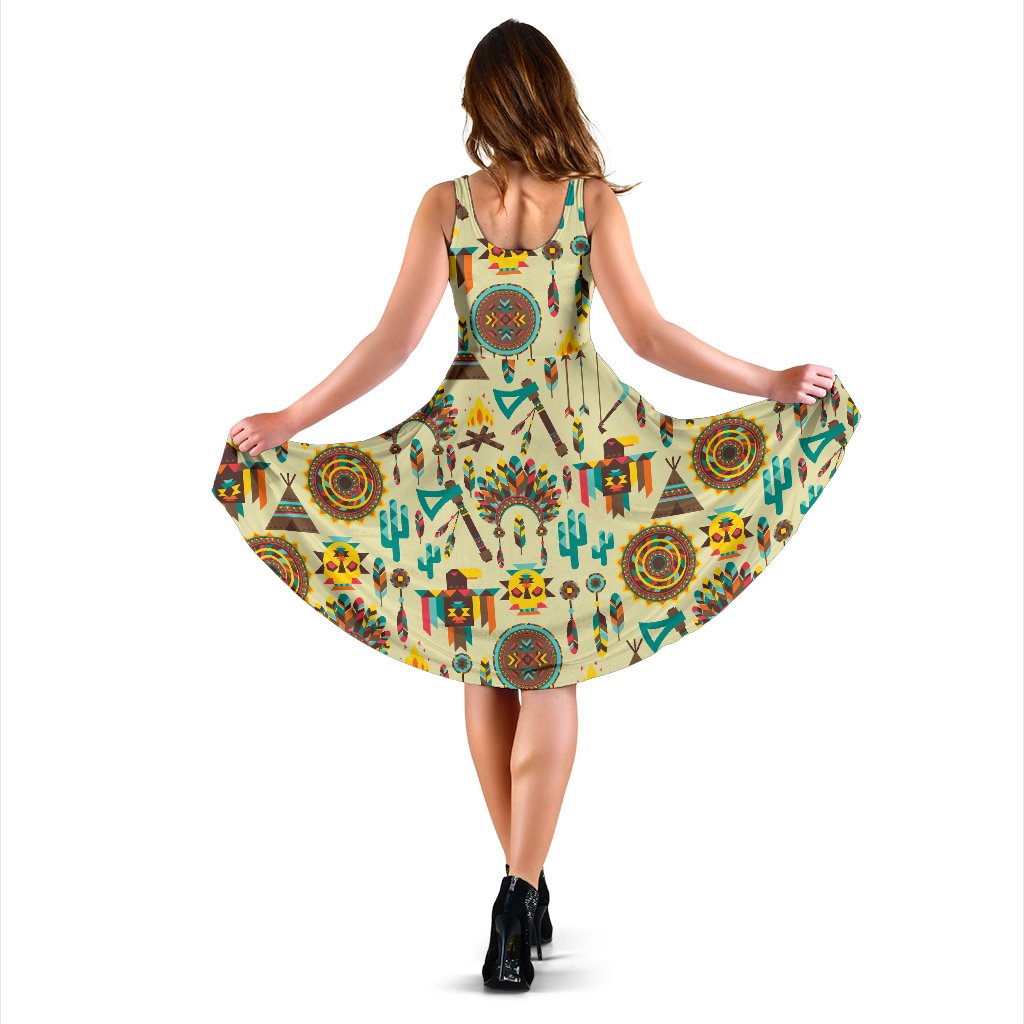 Tribal Indians Native American Aztec Sleeveless Mini Dress