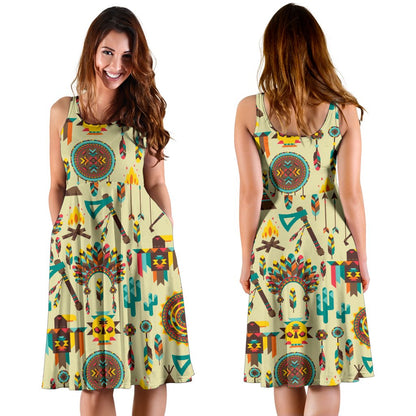 Tribal Indians Native American Aztec Sleeveless Mini Dress