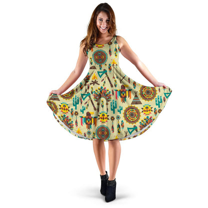 Tribal Indians Native American Aztec Sleeveless Mini Dress