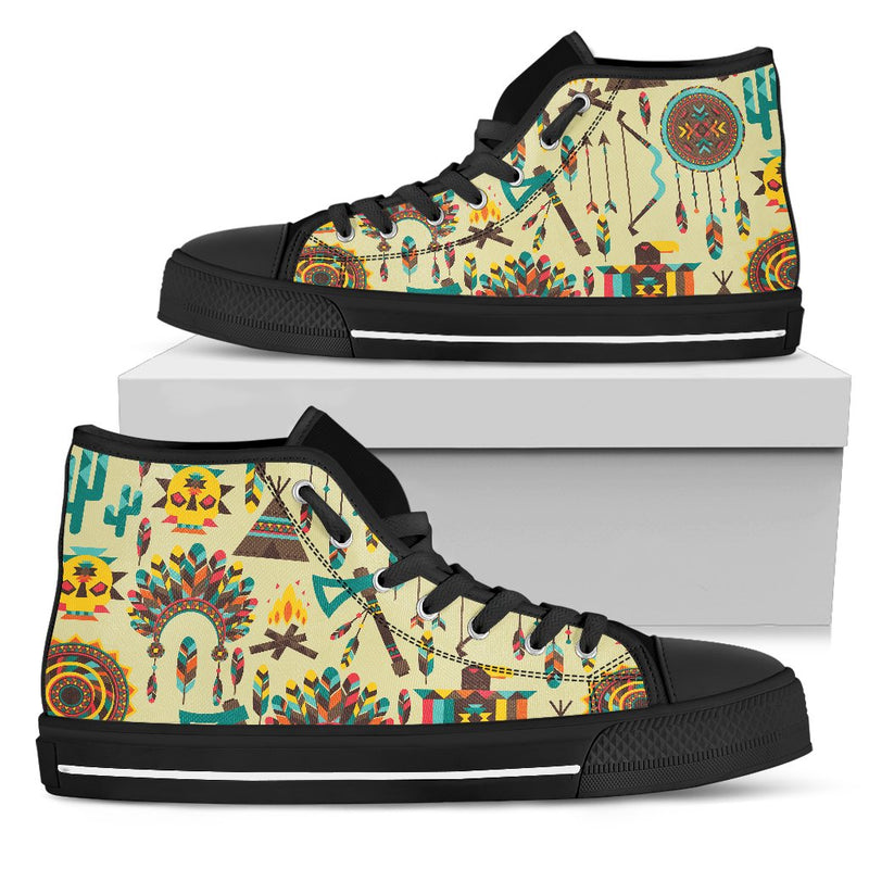 Tribal Indians Native American Aztec Women High Top Shoes