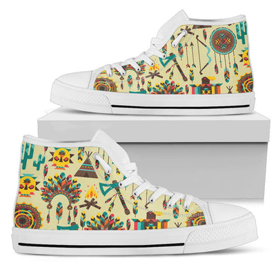 Tribal Indians Native American Aztec Women High Top Shoes