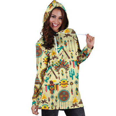 Tribal Indians Native American Aztec Women Hoodie Dress